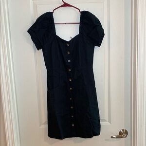 Madewell Black Button-Front Mini Dress